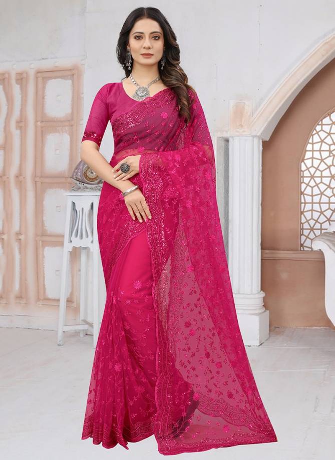 APPRECIATE Designer Stylish Party Wear Heavy Net Embroidery Work Saree Collection